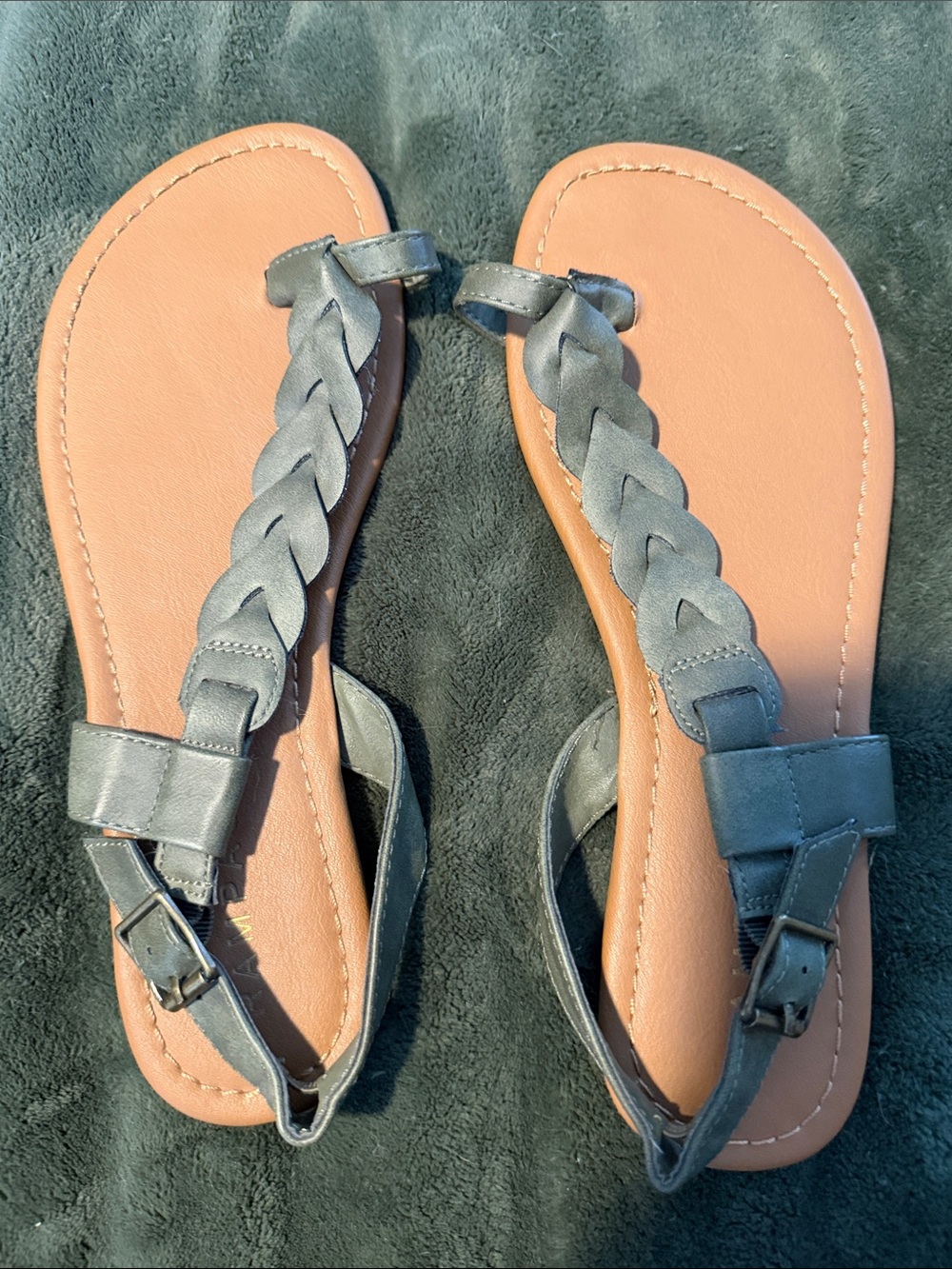 Rampage Braided Strap Sandals in Olive Green and Tan